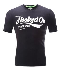 BKK Hooked On Fishing Siyah Tişört M
