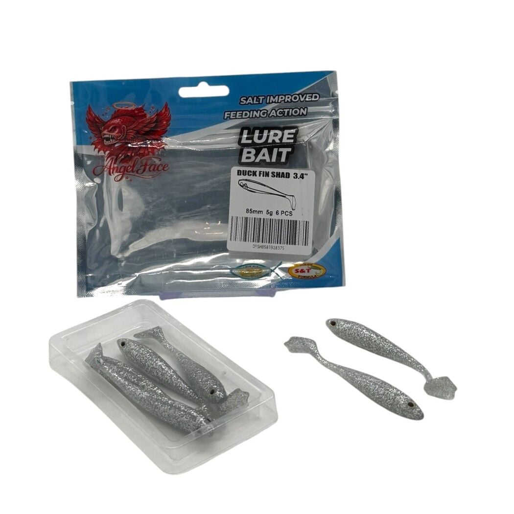 Angel Face Duck Fin Shad 85mm Silikon Yem Parlak Simli