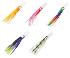 Lineaeffe Octopus Plastic Tube Head 7.5 cm 3 Adet Sahte Balık White Light Blue