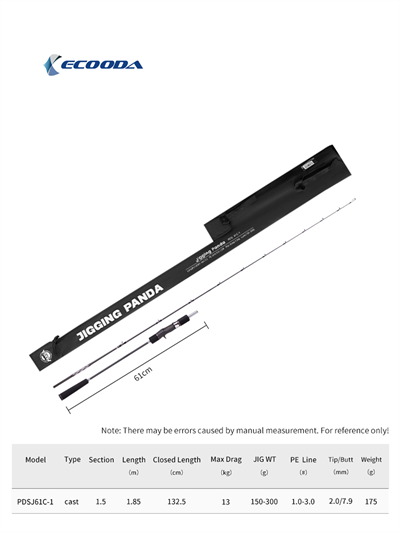 Ecooda Panda61 185cm 150-300g Slow Jigging Kamışı