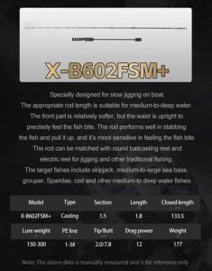 Ecooda Star Flame1 180cm 150-300g Slow Jigging Kamışı