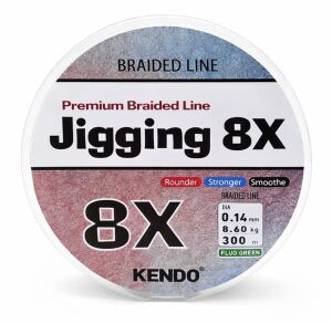Kendo Jigging 8X Flash 300 mt Örgü İp (FLUO GREEN) 0,34mm