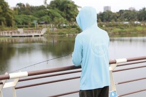 Okuma Aquatek Long Sleeve Hooded Sun Shirt Tahiti Blue 3L