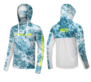 RYUJI UV PERFORMANCE HOODIE SHIRT+NECK, ICE BLUE