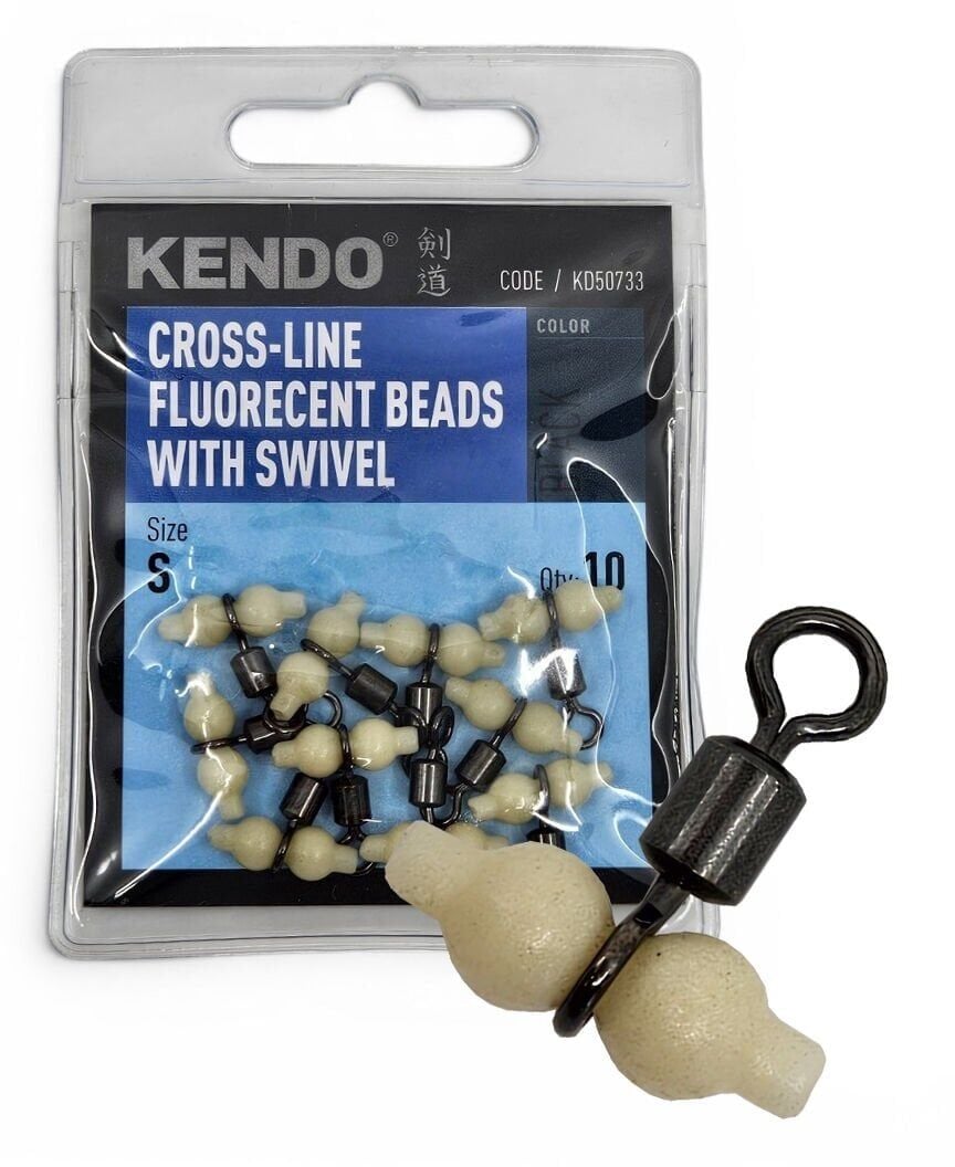 Kendo Cross-line fluorecent beads with swivel 10 Adet