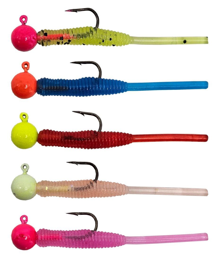Kendo Hook Worm Jighead+Lrf Silikonu 1.5gr+4.5cm 5 Adet Head Yellow+Red